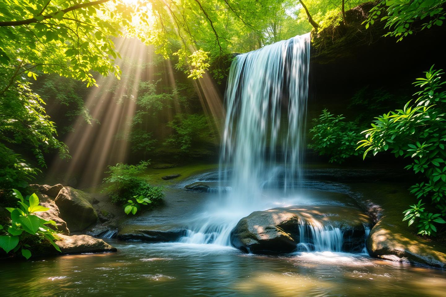 Waterfall background for inspirational quote